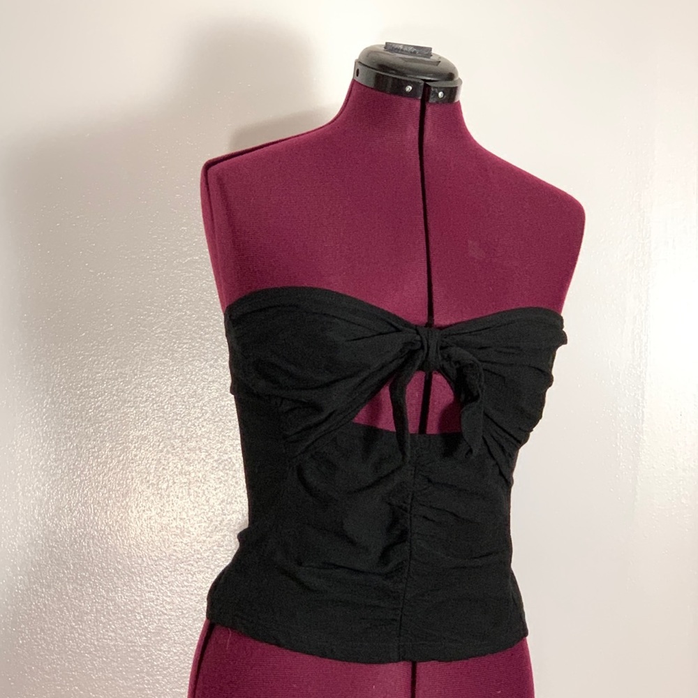 Free People Black Tie Front Strapless Top